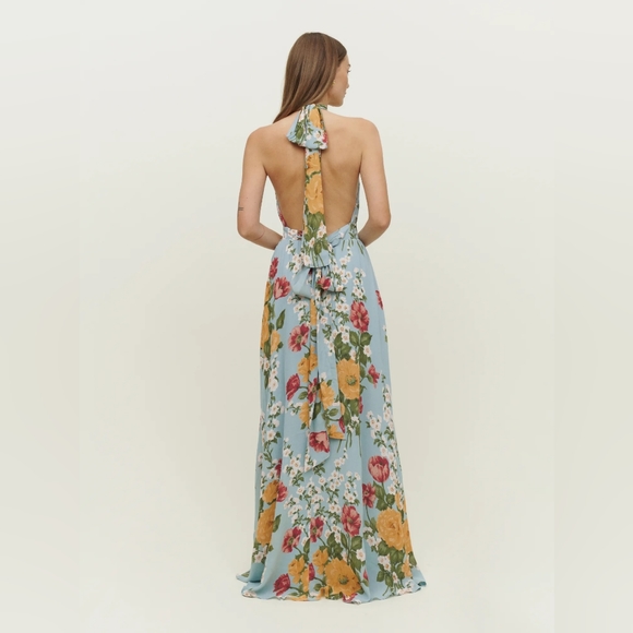 NWT Reformation Andee Floral Halter Neck Maxi Dress Size 10 in Florist - Picture 3 of 4